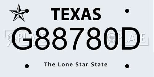 G88780D Texas License Plate