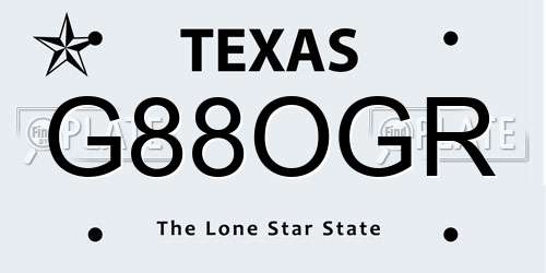 G88OGR Texas License Plate