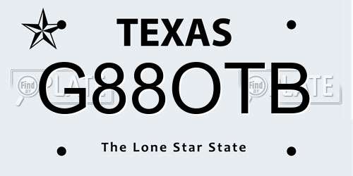 G88OTB Texas License Plate