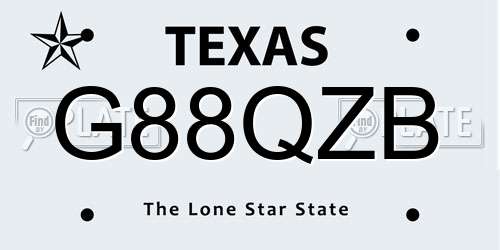 G88QZB Texas License Plate