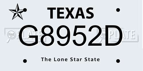 G8952D Texas License Plate