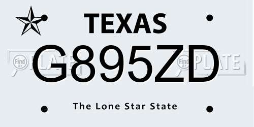 G895ZD Texas License Plate