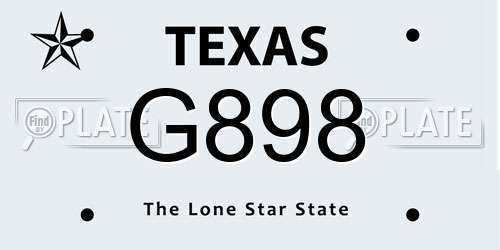 G898 Texas License Plate