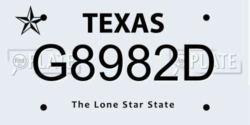 G8982D Texas License Plate