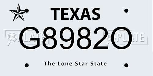 G8982O Texas License Plate