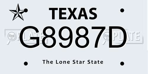 G8987D Texas License Plate