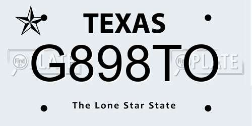 G898TO Texas License Plate