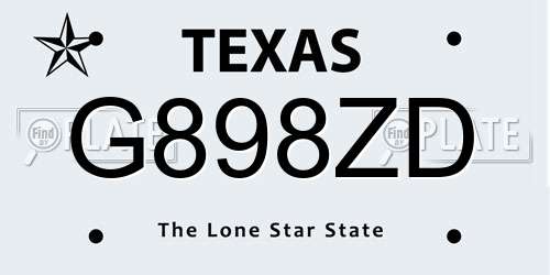 G898ZD Texas License Plate