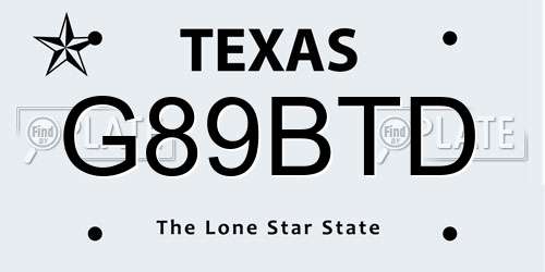 G89BTD Texas License Plate