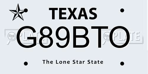 G89BTO Texas License Plate