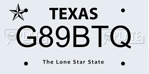 G89BTQ Texas License Plate