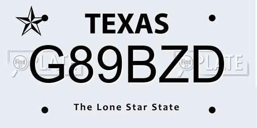 G89BZD Texas License Plate