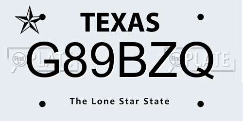 G89BZQ Texas License Plate
