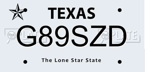 G89SZD Texas License Plate