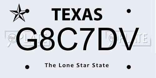 G8C7DV Texas License Plate