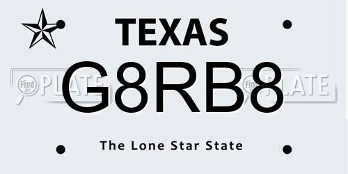 G8RB8 Texas License Plate