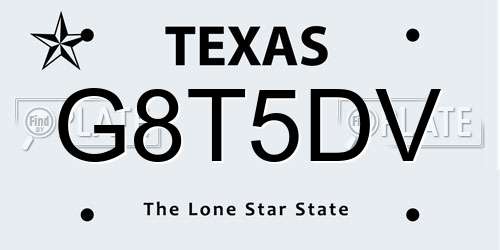 G8T5DV Texas License Plate