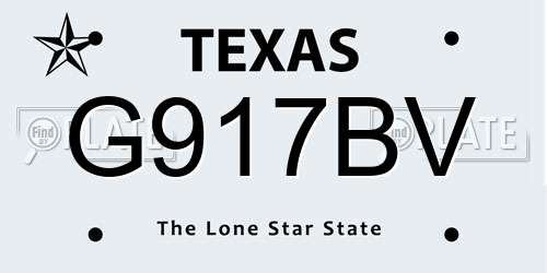 G917BV Texas License Plate