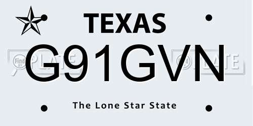 G91GVN Texas License Plate