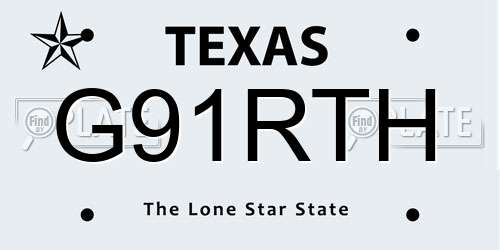G91RTH Texas License Plate