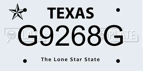 G9268G Texas License Plate