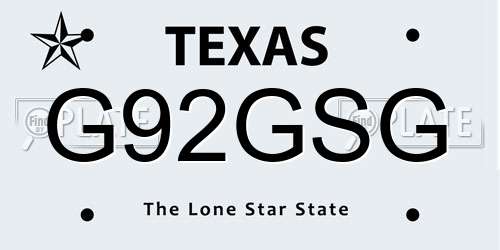 G92GSG Texas License Plate
