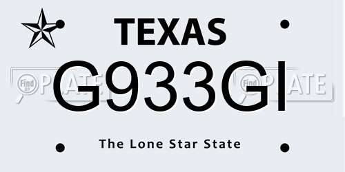 G933GI Texas License Plate