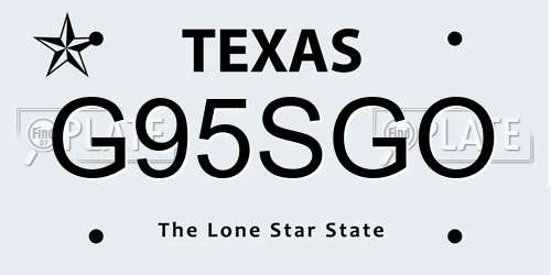 G95SGO Texas License Plate