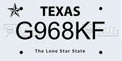 G968KF Texas License Plate