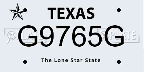 G9765G Texas License Plate