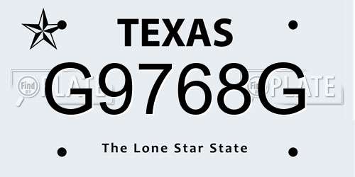 G9768G Texas License Plate
