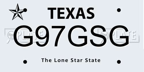 G97GSG Texas License Plate