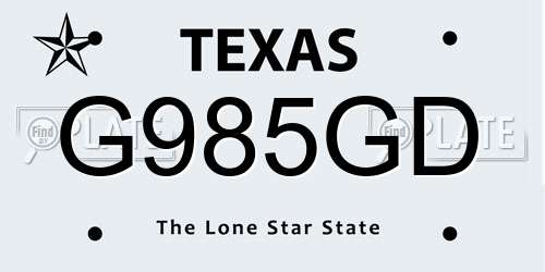 G985GD Texas License Plate