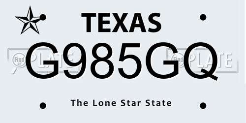 G985GQ Texas License Plate