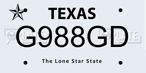 G988GD Texas License Plate