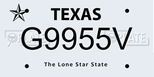 G9955V Texas License Plate