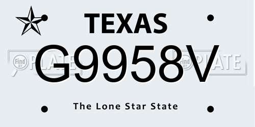 G9958V Texas License Plate