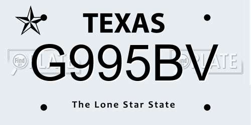 G995BV Texas License Plate