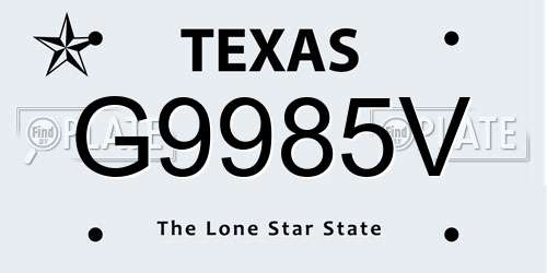 G9985V Texas License Plate