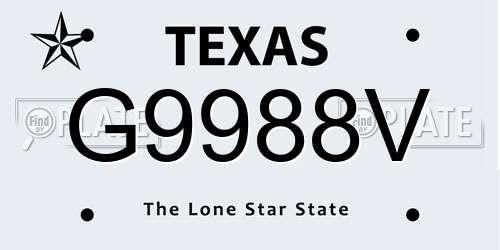 G9988V Texas License Plate