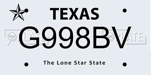 G998BV Texas License Plate