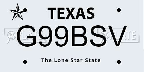 G99BSV Texas License Plate