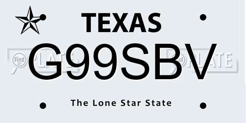 G99SBV Texas License Plate
