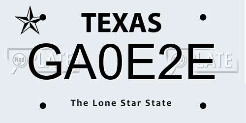 GA0E2E Texas License Plate