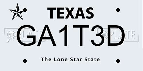 GA1T3D Texas License Plate