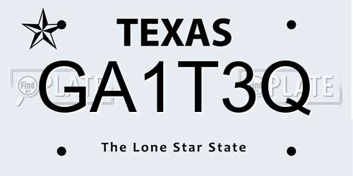 GA1T3Q Texas License Plate