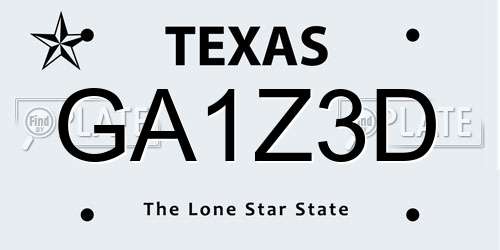 GA1Z3D Texas License Plate