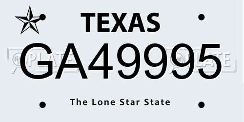 GA49995 Texas License Plate