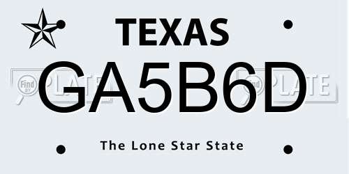 GA5B6D Texas License Plate