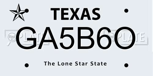 GA5B6O Texas License Plate